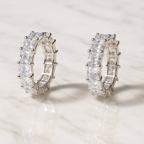 “Eleanor” Demi Fine Silver Hoops - Picture 1 of 2
